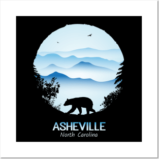 Asheville Blue Ridge Mountains - BLACK 01 Posters and Art